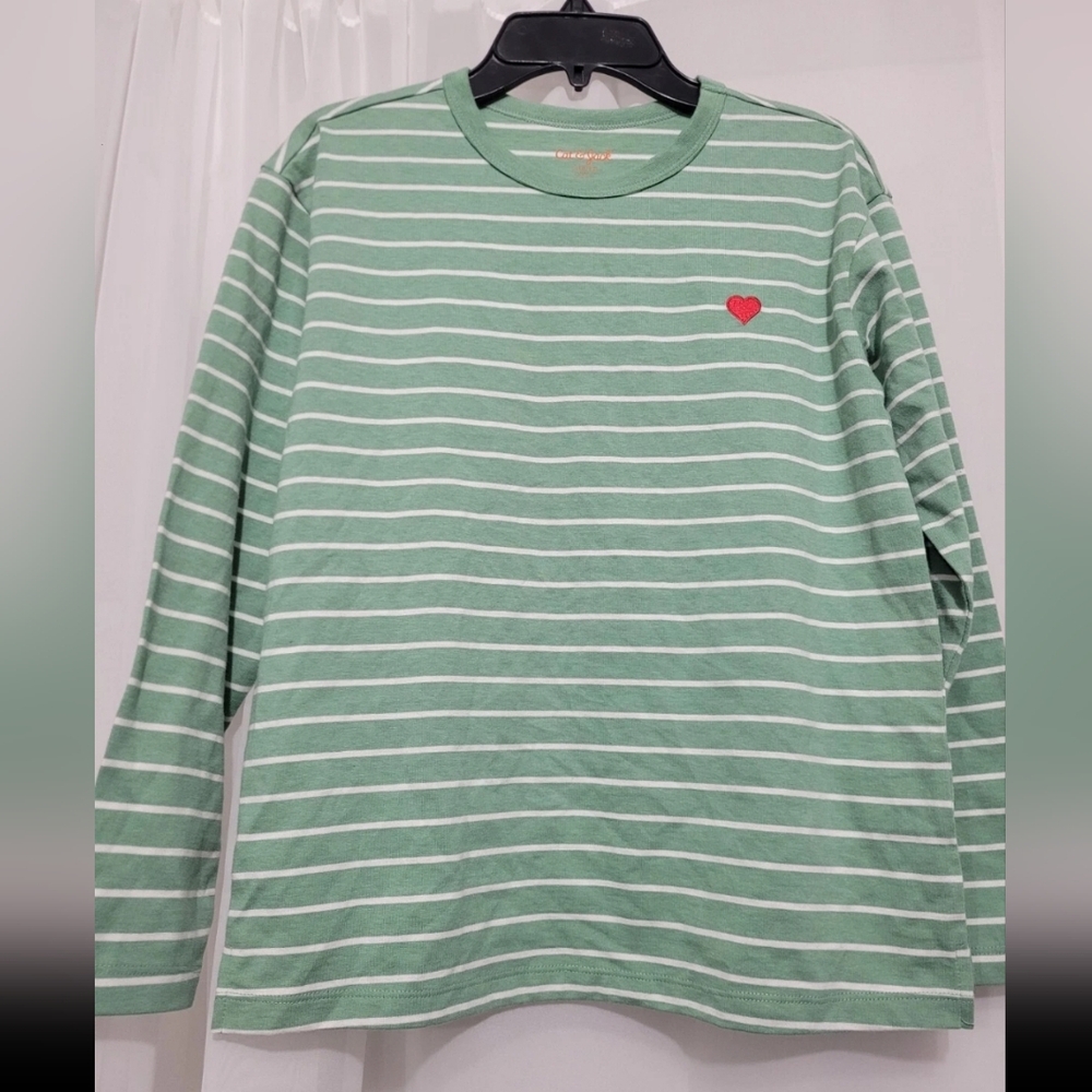 Girls Size L (10/12) Striped Long Sleeve T-Shirt with Red Heart – Cat & Jack